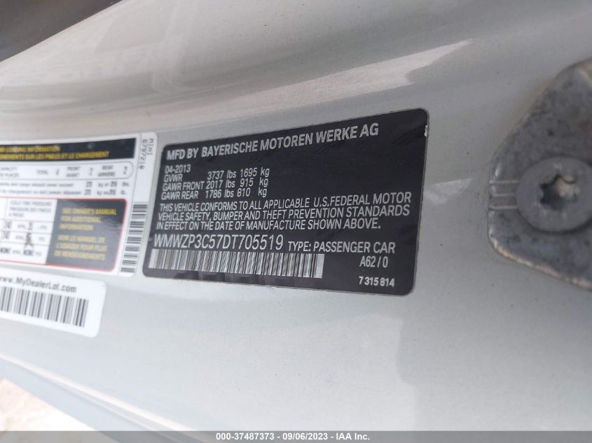 2013 MINI COOPER CONVERTIBLE S - WMWZP3C57DT705519