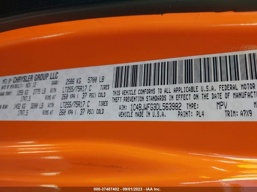 2013 JEEP WRANGLER UNLIMITED RUBICON - 1C4BJWFG3DL563982