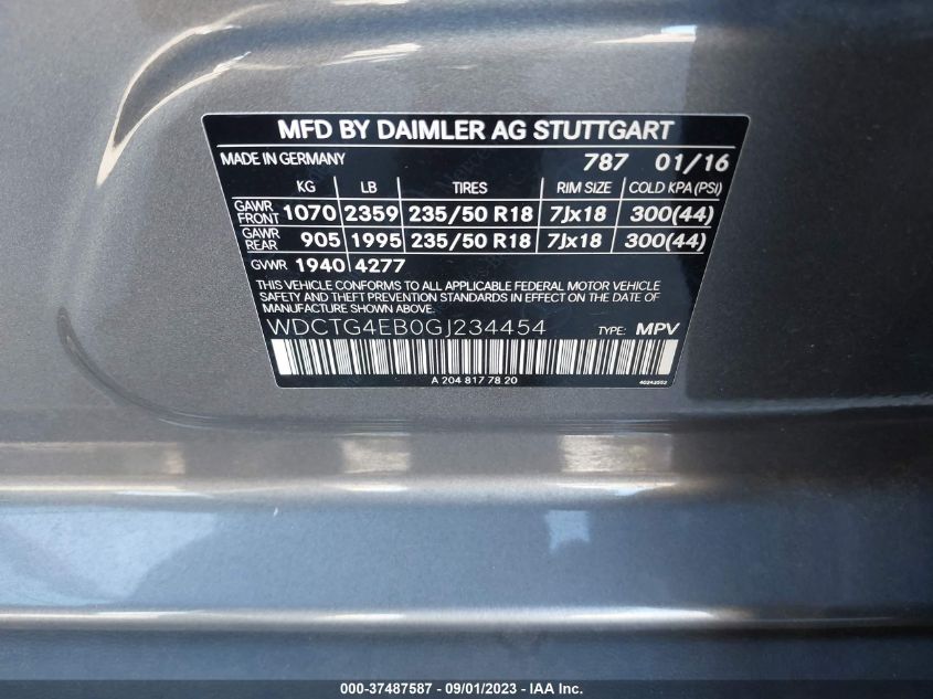 2016 MERCEDES-BENZ GLA 250 - WDCTG4EB0GJ234454