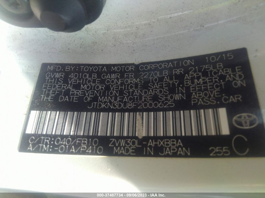 2015 TOYOTA PRIUS FOUR - JTDKN3DU8F2000625