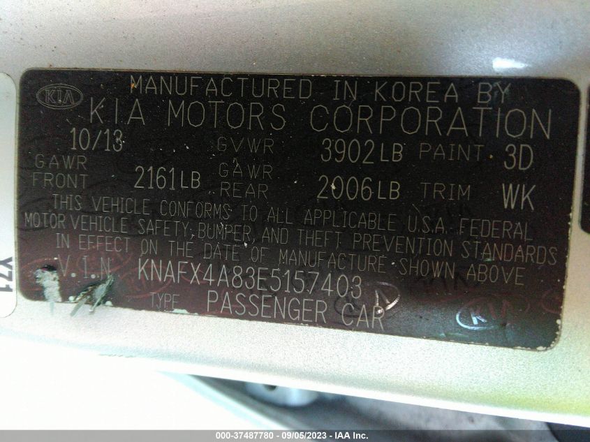 2014 KIA FORTE EX - KNAFX4A83E5157403