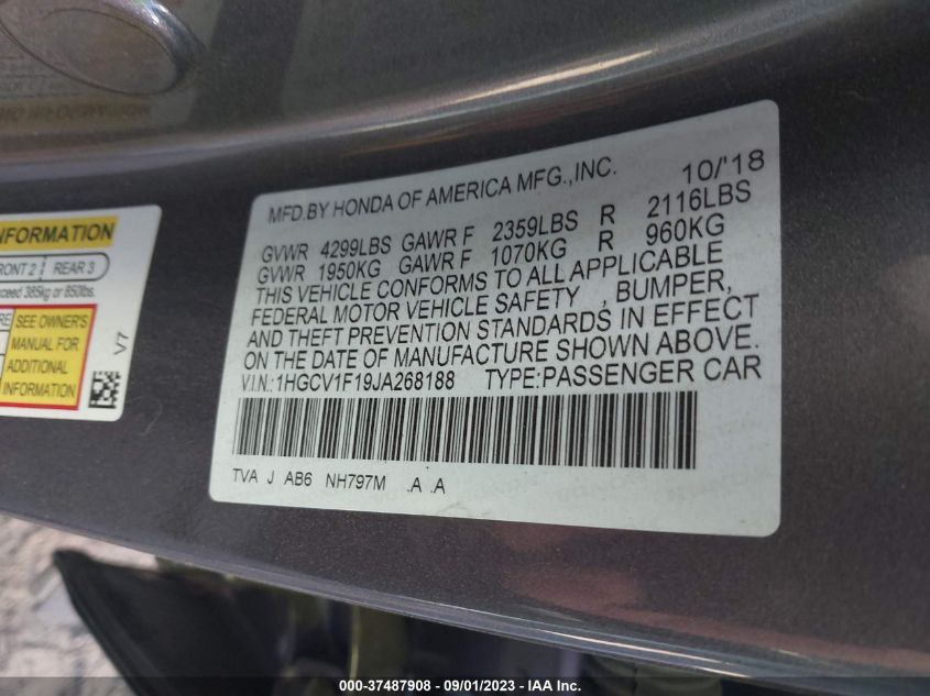 2018 HONDA ACCORD SEDAN LX 1.5T - 1HGCV1F19JA268188