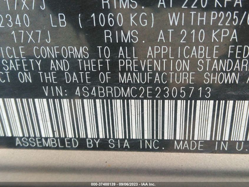 2014 SUBARU OUTBACK 3.6R LIMITED - 4S4BRDMC2E2305713