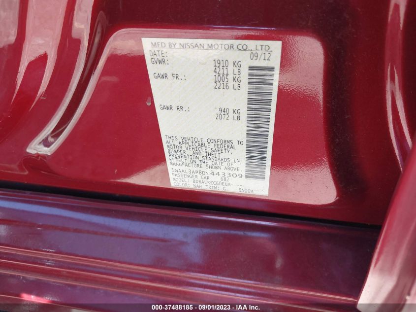 2013 NISSAN ALTIMA 2.5 S - 1N4AL3AP8DN443309