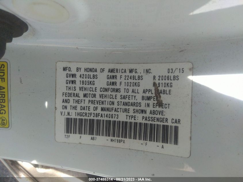 2015 HONDA ACCORD SEDAN LX - 1HGCR2F38FA140673