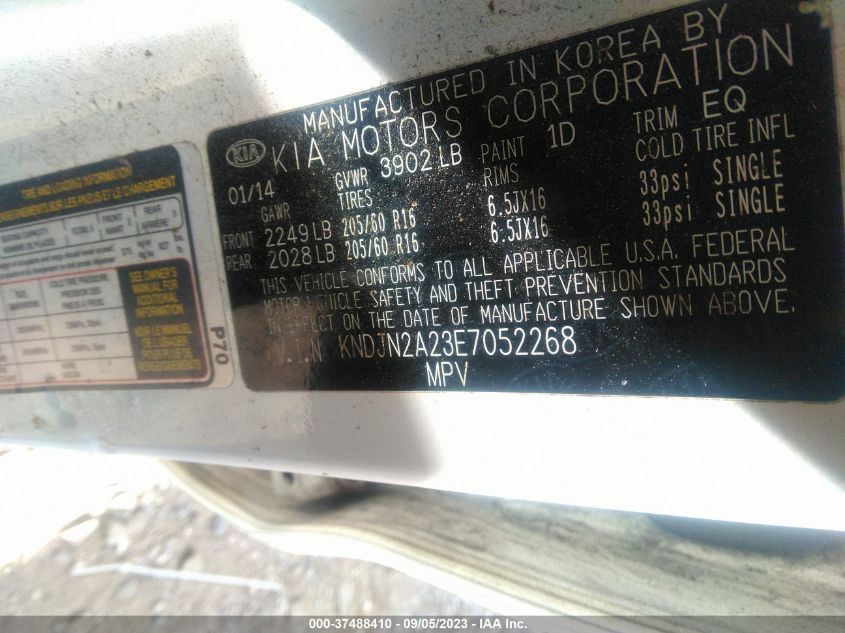 2014 KIA SOUL BASE - KNDJN2A23E7052268