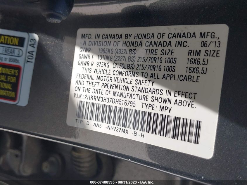2013 HONDA CR-V LX - 2HKRM3H37DH516795