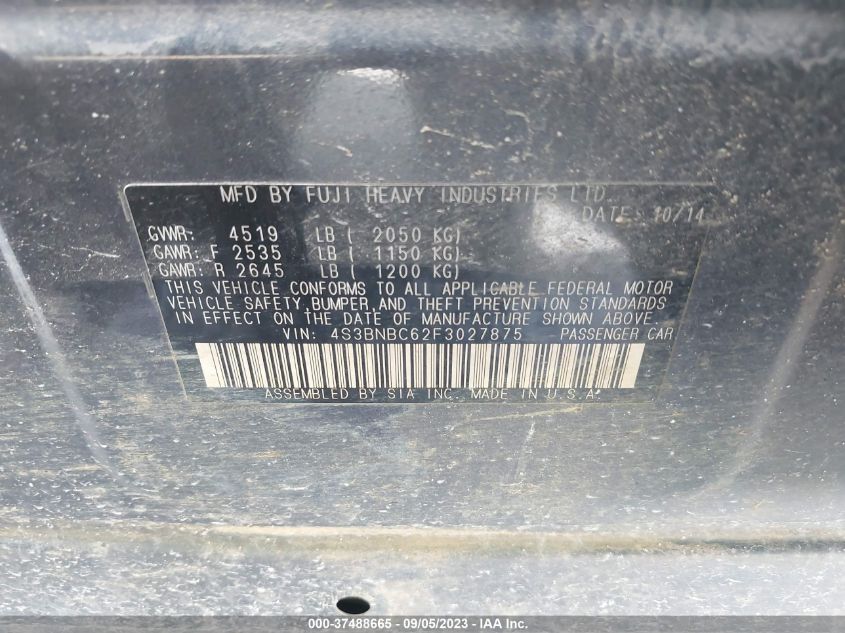 2015 SUBARU LEGACY 2.5I PREMIUM - 4S3BNBC62F3027875