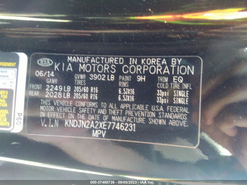 2014 KIA SOUL BASE - KNDJN2A2XE7746231