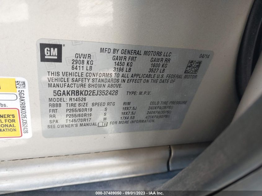 2014 BUICK ENCLAVE LEATHER - 5GAKRBKD2EJ352428