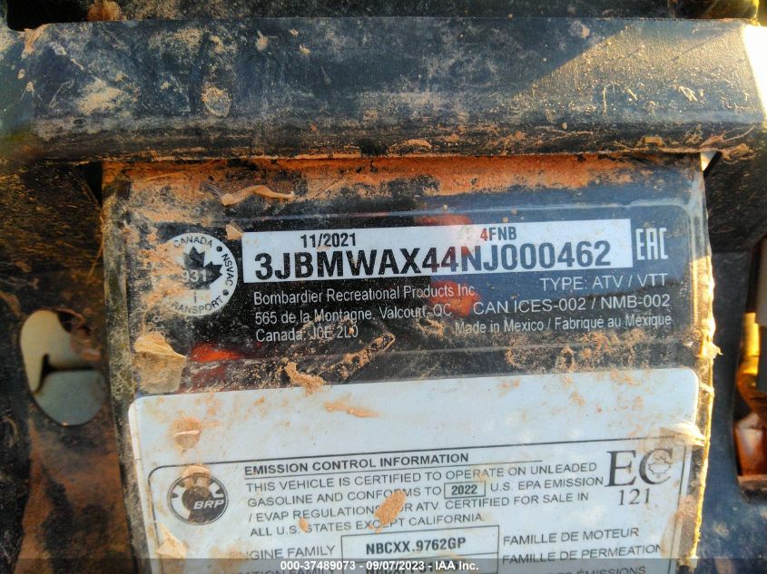 2022 CAN-AM RENEGADE X MR 1000R - 3JBMWAX44NJ000462