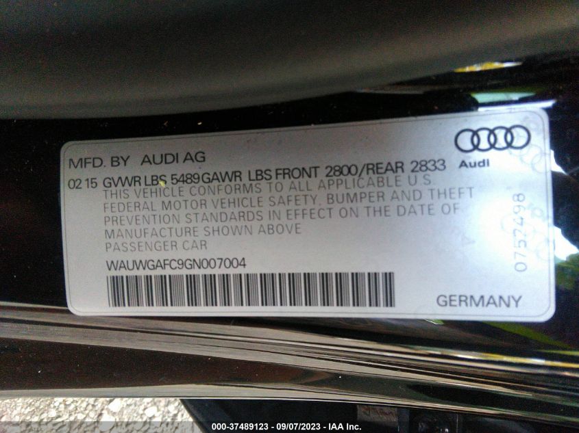 2016 AUDI A7 3.0 PREMIUM PLUS - WAUWGAFC9GN007004