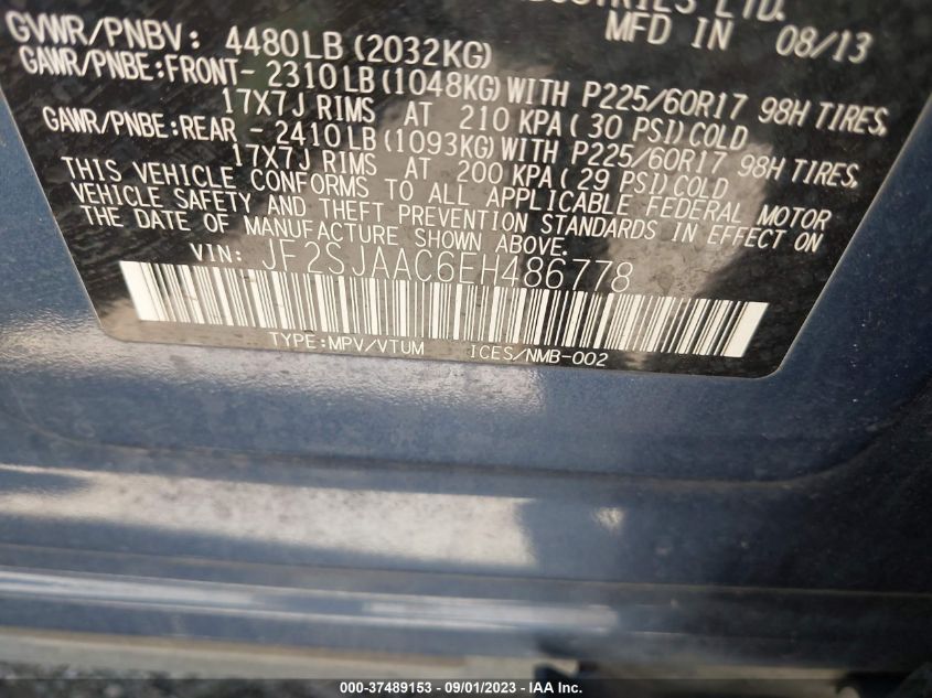 2014 SUBARU FORESTER 2.5I - JF2SJAAC6EH486778