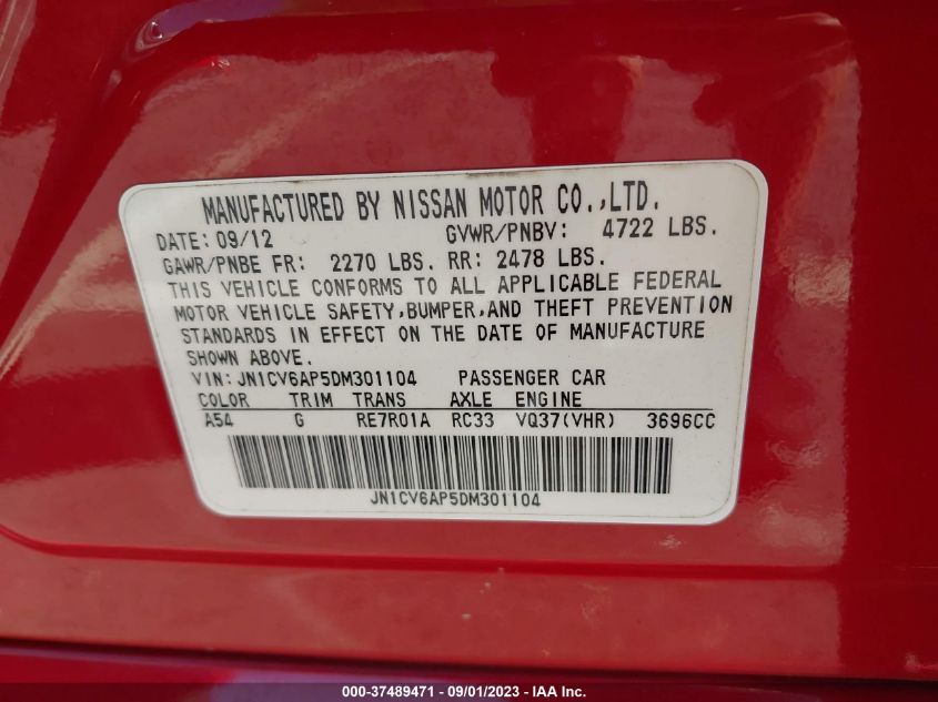 2013 INFINITI G37 SEDAN JOURNEY - JN1CV6AP5DM301104