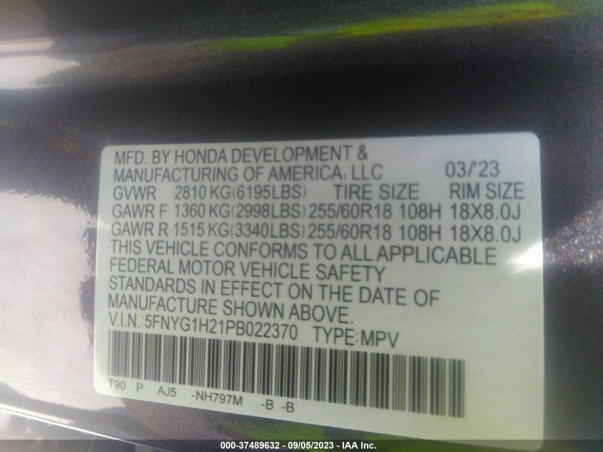 2023 HONDA PILOT LX - 5FNYG1H21PB022370