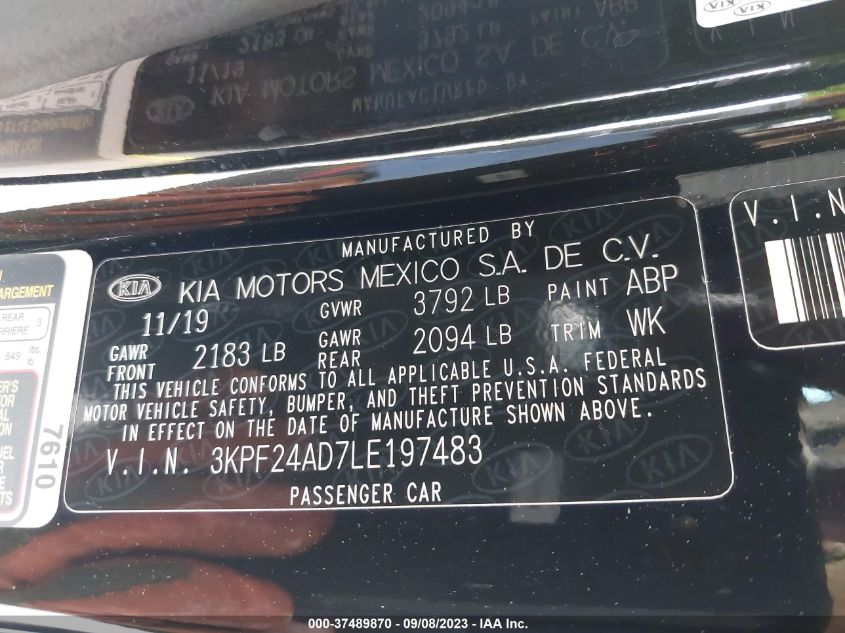 2020 KIA FORTE LXS - 3KPF24AD7LE197483