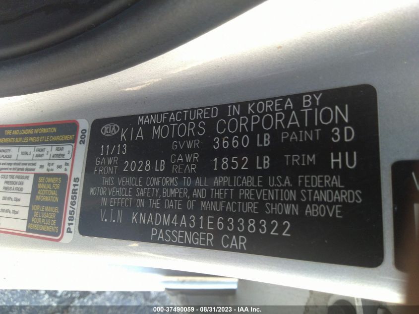 2014 KIA RIO LX - KNADM4A31E6338322