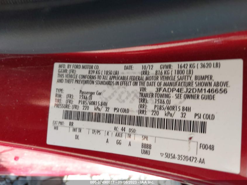 2013 FORD FIESTA SE - 3FADP4EJ2DM146656