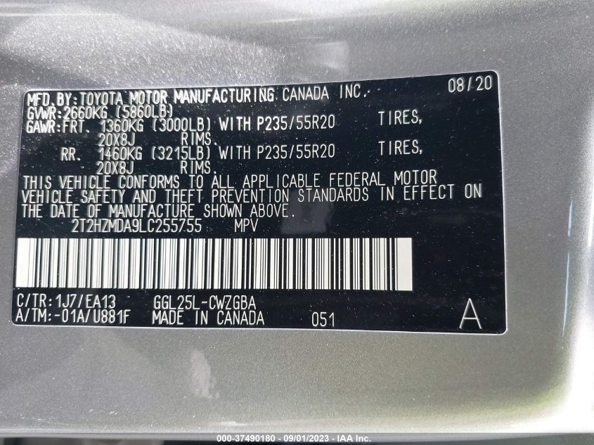 2020 LEXUS RX 350 - 2T2HZMDA9LC255755