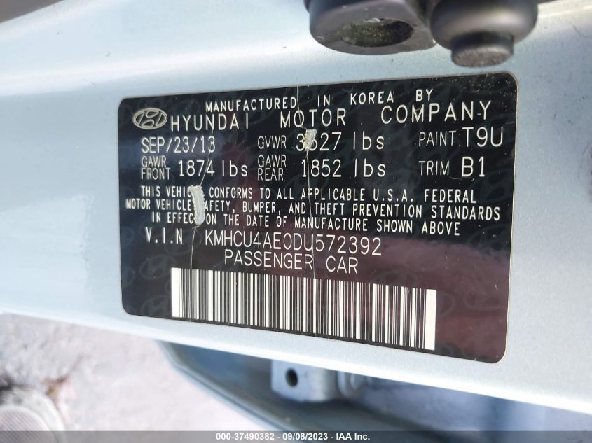 2013 HYUNDAI ACCENT GLS - KMHCU4AE0DU572392