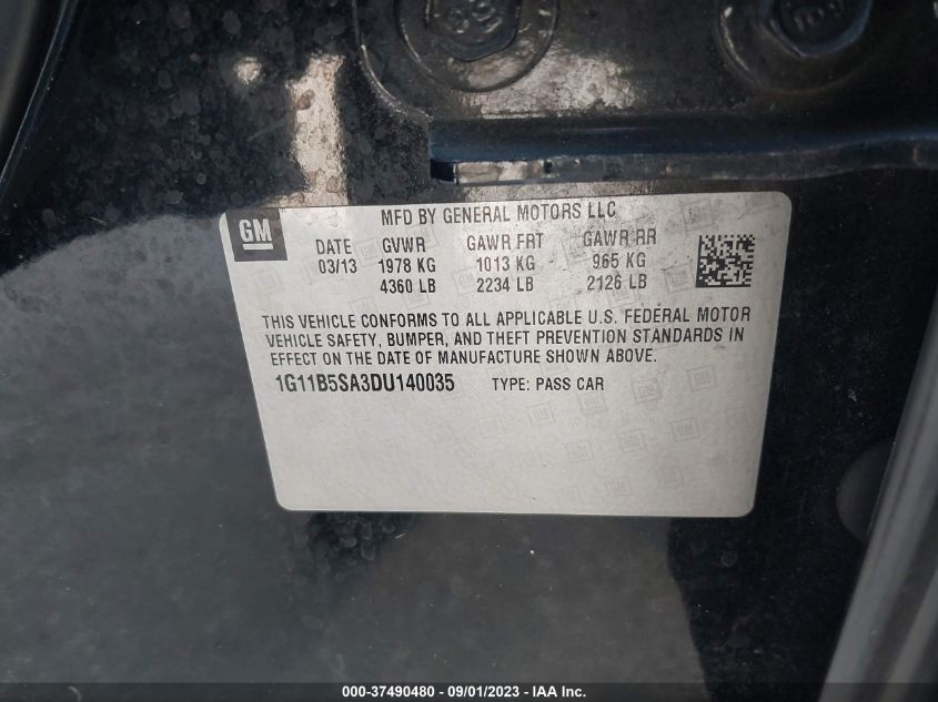 2013 CHEVROLET MALIBU LS - 1G11B5SA3DU140035