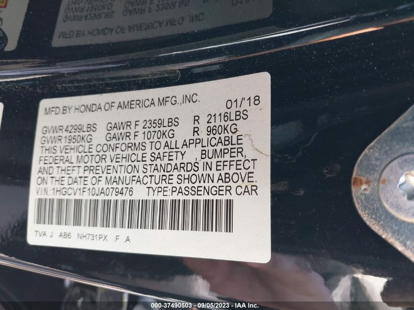 2018 HONDA ACCORD SEDAN LX 1.5T - 1HGCV1F10JA079476