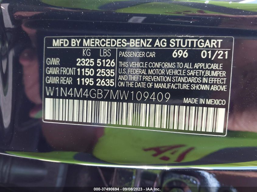2021 MERCEDES-BENZ GLB GLB 250 W1N4M4GB7MW109409