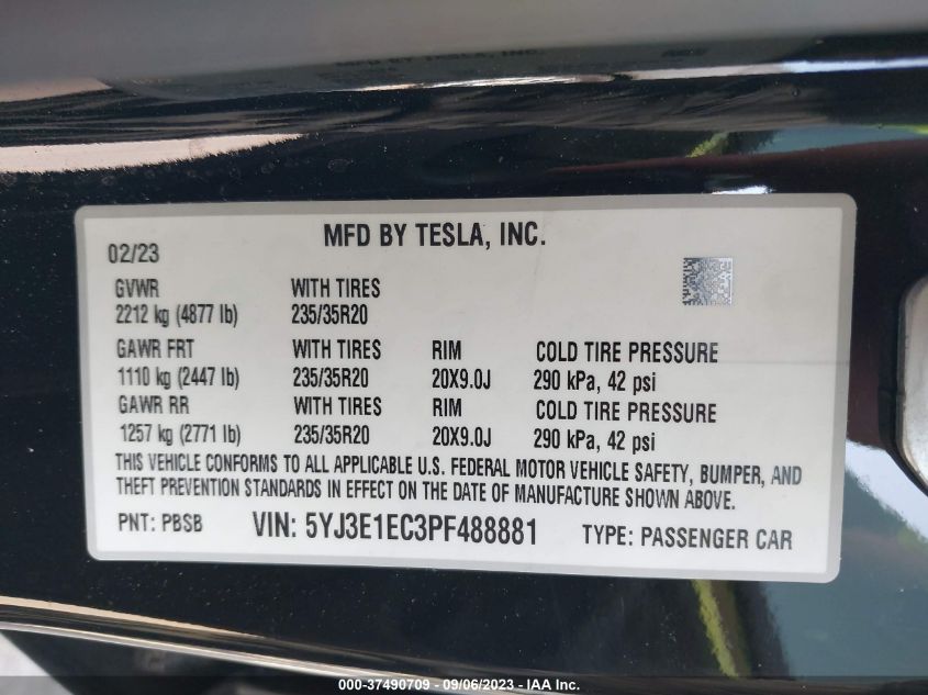2019 TESLA MODEL 3 LONG RANGE/PERFORMANCE - 5YJ3E1EB6KF454871