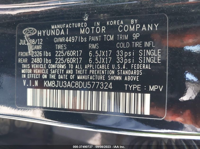 2013 HYUNDAI TUCSON GLS - KM8JU3AC8DU577324
