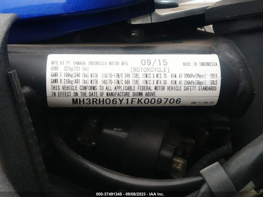 2015 YAMAHA YZFR3 MH3RH06Y1FK009706