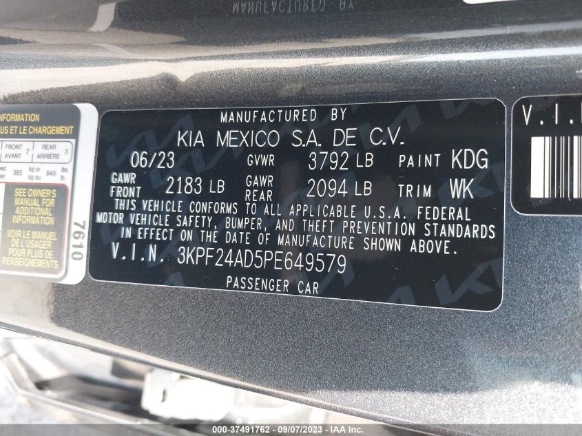 2023 KIA FORTE LXS - 3KPF24AD5PE649579
