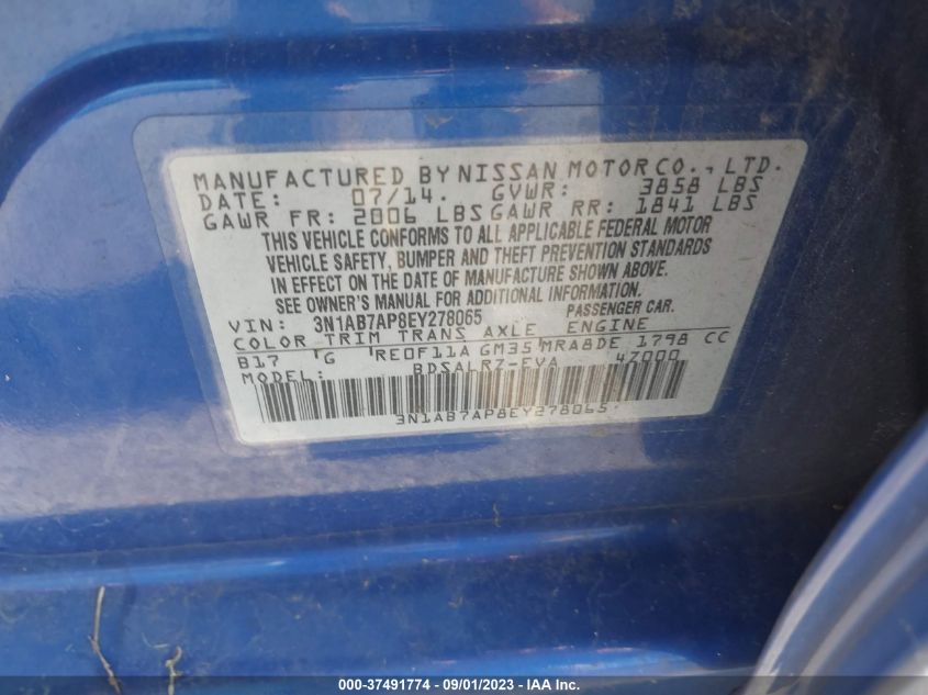 2014 NISSAN SENTRA SR - 3N1AB7AP8EY278065