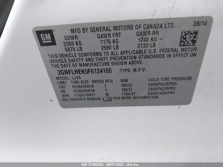 2015 CHEVROLET EQUINOX LTZ - 2GNFLHEK9F6134166