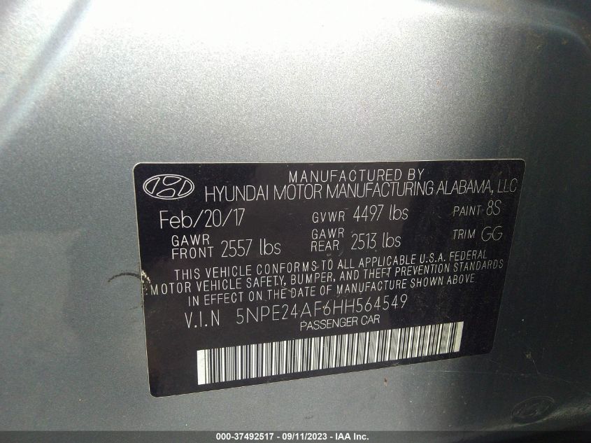 2017 HYUNDAI SONATA SE - 5NPE24AF6HH564549