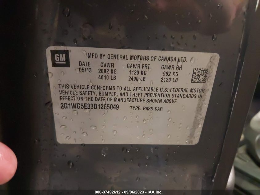 2013 CHEVROLET IMPALA LT - 2G1WG5E33D1265049
