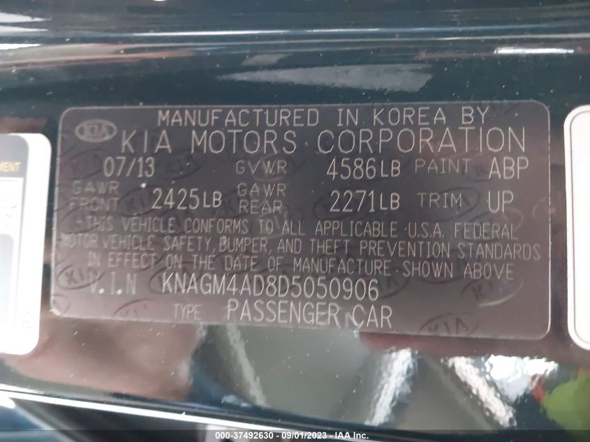 2013 KIA OPTIMA HYBRID EX - KNAGM4AD8D5050906