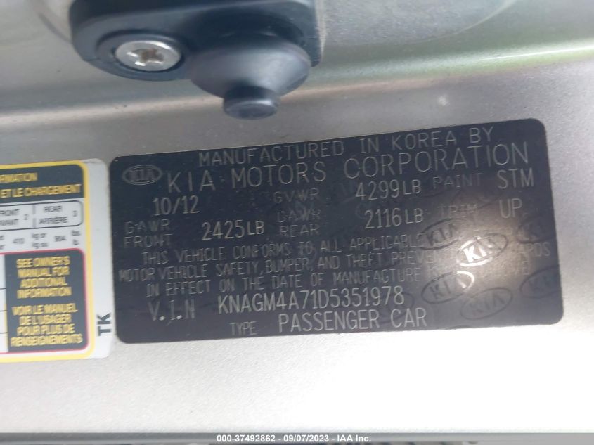 2013 KIA OPTIMA LX - KNAGM4A71D5351978