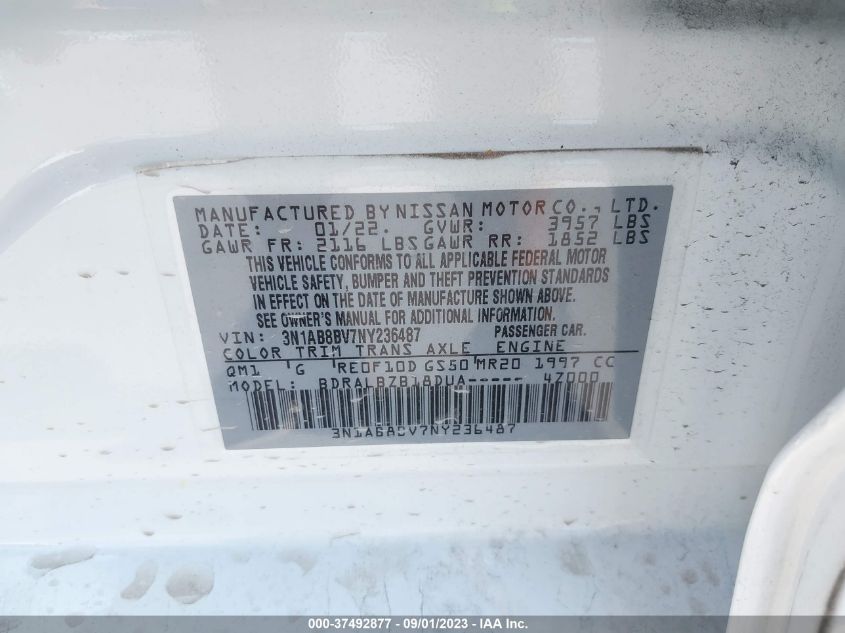 2022 NISSAN SENTRA S - 3N1AB8BV7NY236487