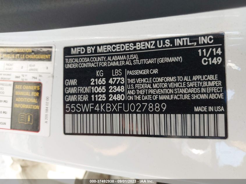 2015 MERCEDES-BENZ C-CLASS C 300 - 55SWF4KBXFU027889