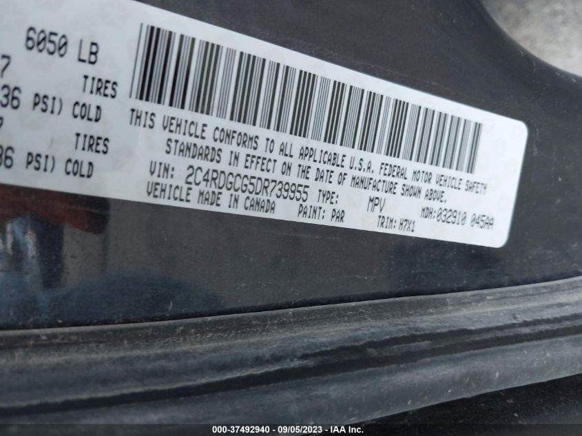 2013 DODGE GRAND CARAVAN SXT - 2C4RDGCG5DR739955