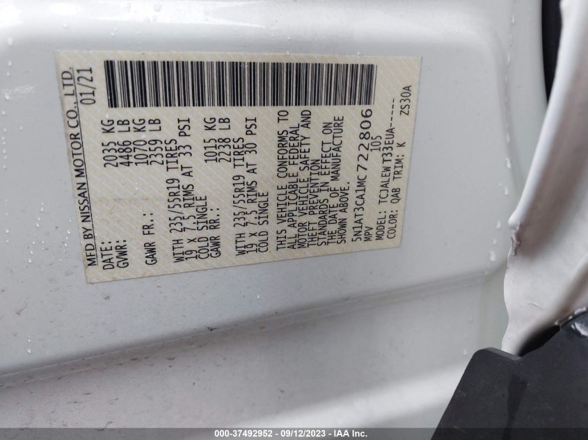 2021 NISSAN ROGUE SL - 5N1AT3CA1MC722806