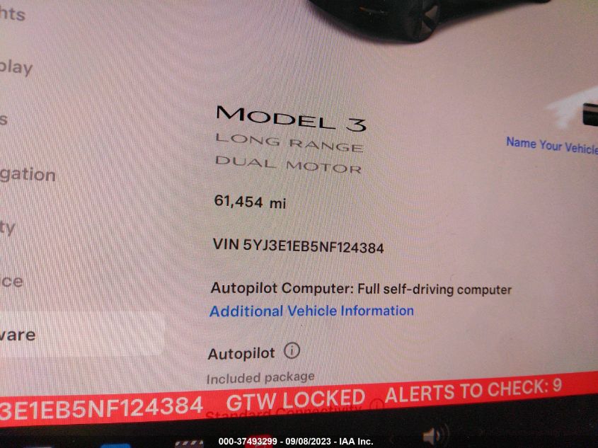 2022 TESLA MODEL 3 LONG RANGE - 5YJ3E1EB5NF124384