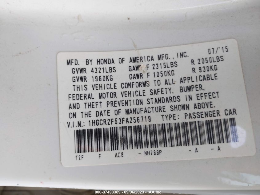 2015 HONDA ACCORD SPORT - 1HGCR2F53FA256719