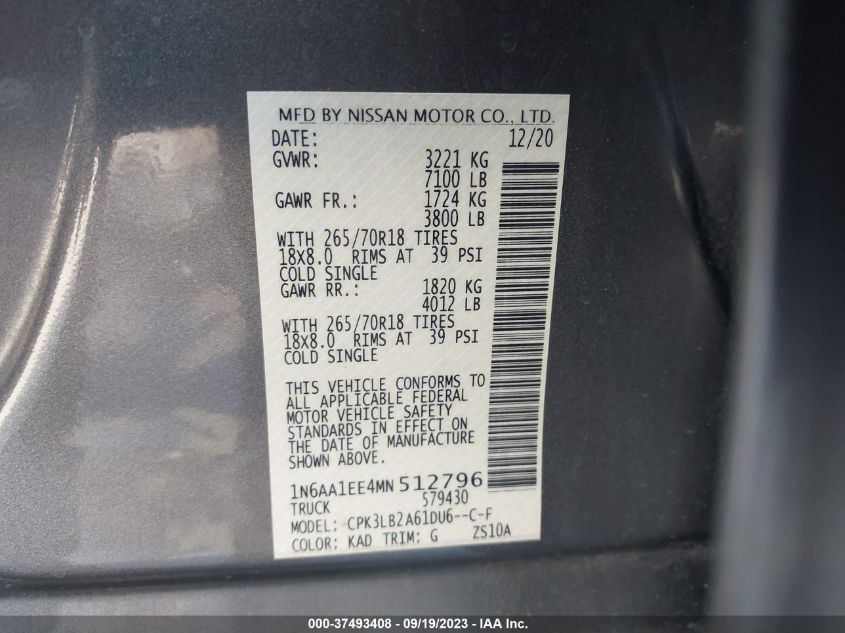 2021 NISSAN TITAN SV - 1N6AA1EE4MN512796