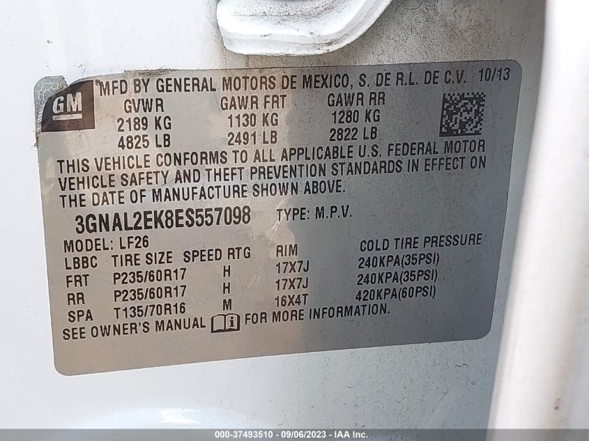 2014 CHEVROLET CAPTIVA SPORT FLEET LS - 3GNAL2EK8ES557098