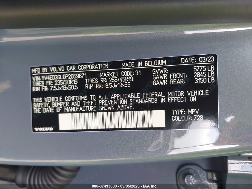 2023 VOLVO C40 RECHARGE PURE PLUS YV4ED3GL0P2059671