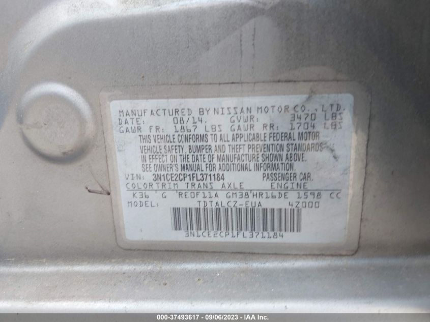 2015 NISSAN VERSA NOTE S PLUS - 3N1CE2CP1FL371184