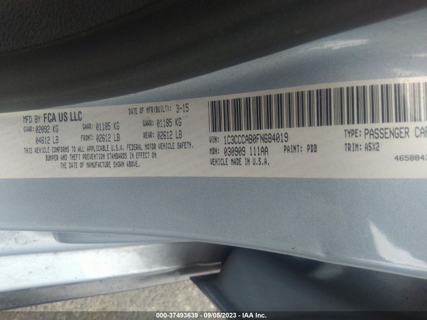 2015 CHRYSLER 200 LIMITED - 1C3CCCAB0FN684019