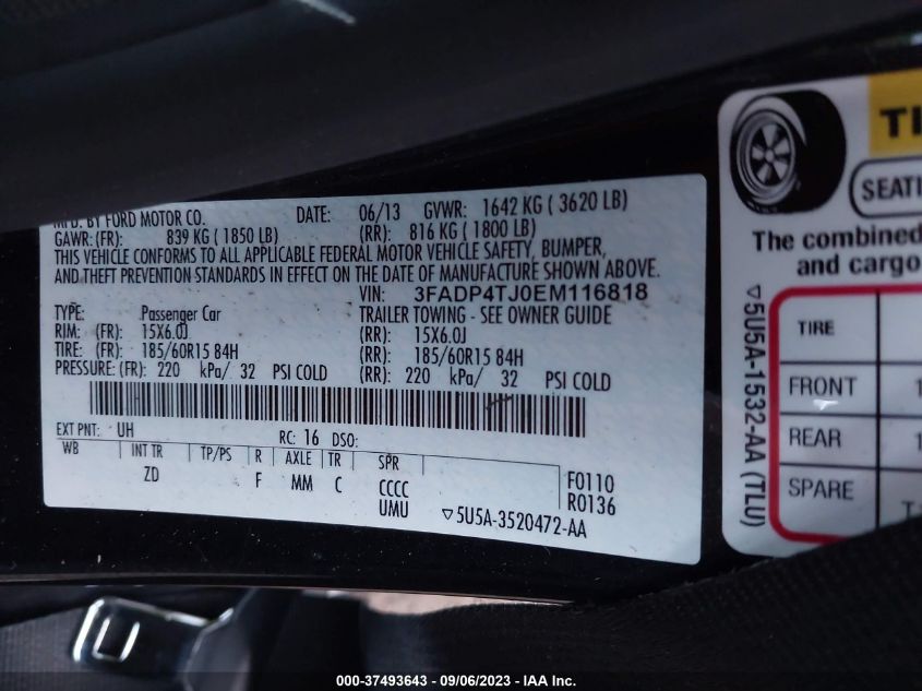 2014 FORD FIESTA S - 3FADP4TJ0EM116818