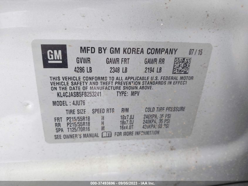 2015 BUICK ENCORE - KL4CJASB5FB253241